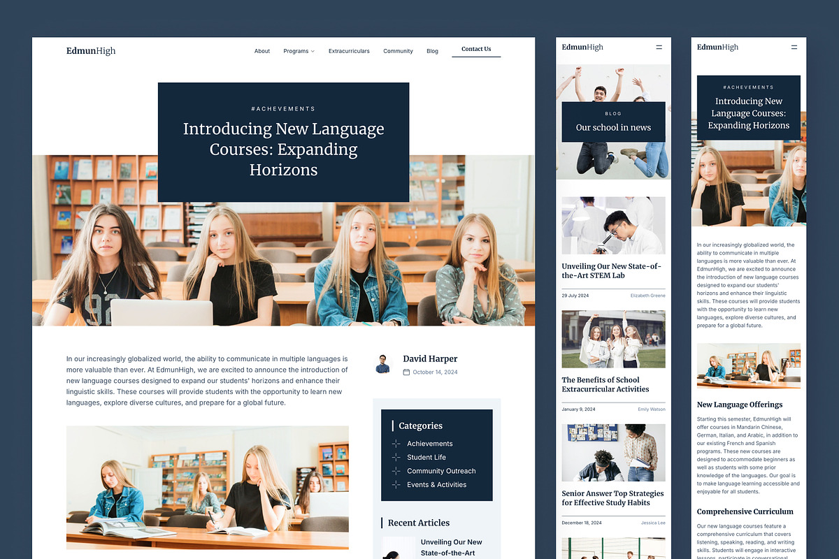 EdmunHigh Senior High School Framer, a Websites & App Template by peterdraw (Photo 5 of 7)