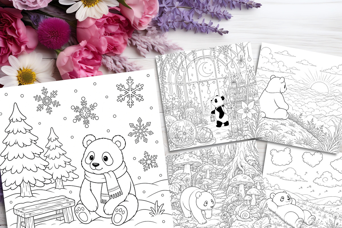 79 Panda Coloring Pages Bundle, a Brochure Template by LA Design (Photo 7 of 10)
