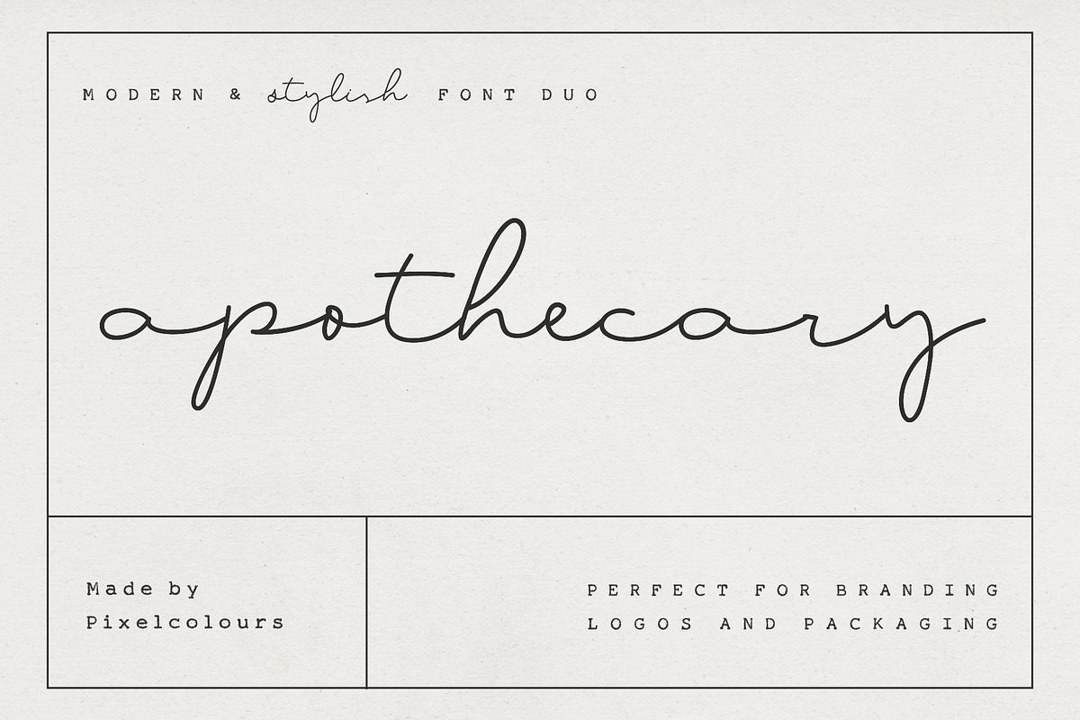 Apothecary Script Font Duo, a Script Font by pixelcolours (Photo 1 of 12)