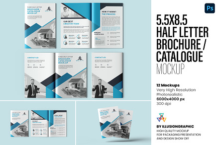 5.5x8.5 Brochure / Catalogue Mockup, a Print Template by Illusiongraphic