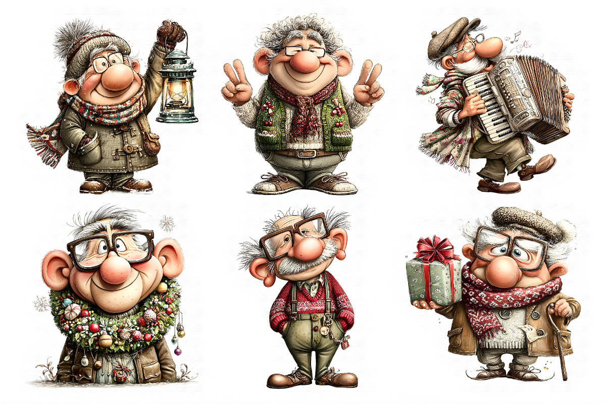 Retro Christmas Grandpa Clipart, an Illustration by Libby Wishes (Photo 5 of 7)