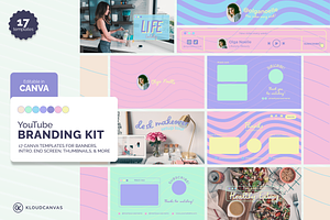 YouTube Branding Kit - Cute Pastel, a Social Media Template by KloudCanvas