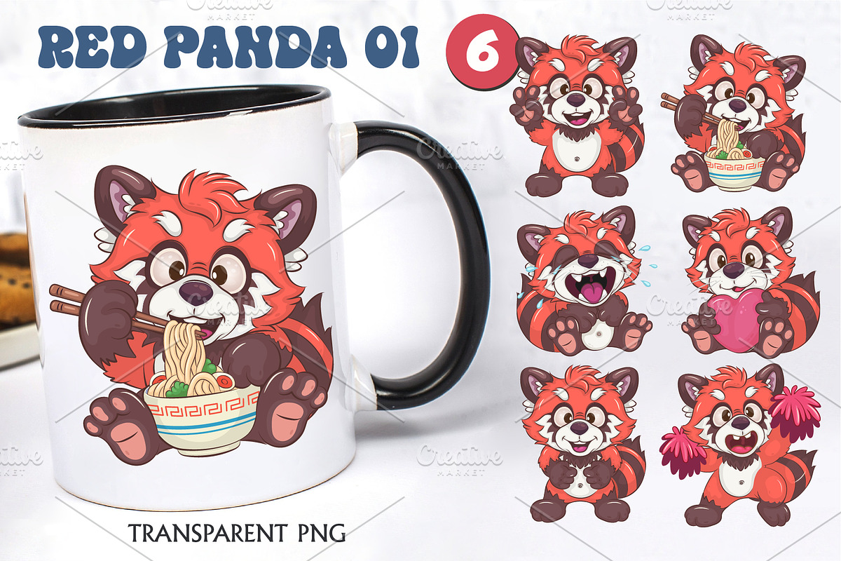 Set of Red Pandas 01. Animal Art., an Animal Illustration by KENO Mascots (Photo 2 of 4)