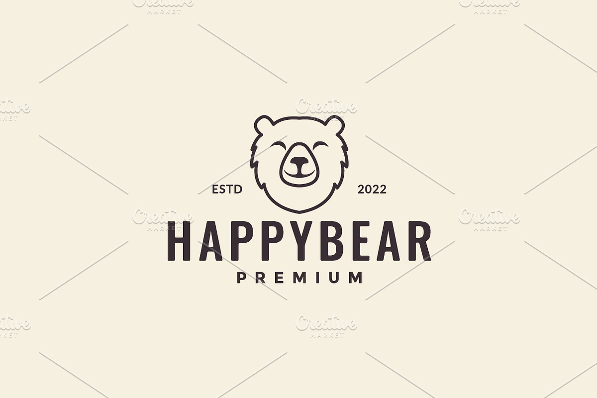 head bear cute line cheerful logo, a Branding & Logo Template by devastd