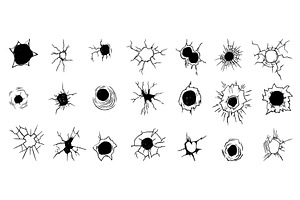 Hand drawn bullet holes. Cracked, an Illustration by Valerie Bodnar