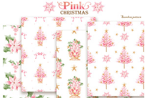 Pink Bow Christmas Illustrations