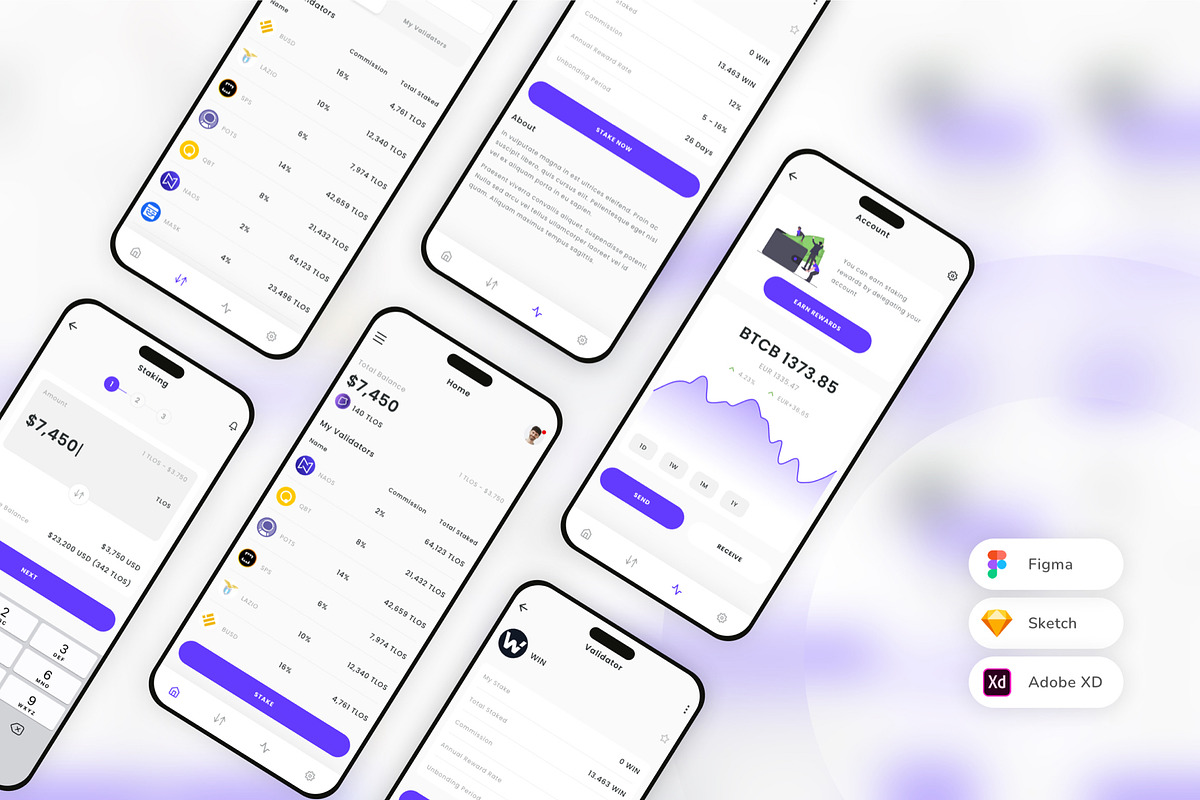 Cryptocurrency Staking App UI Kit, an UI Kit Template by uicube
