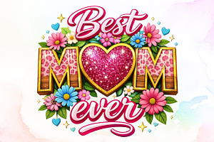 Best Mom Ever Mothers Day Glitter PN, an Illustration by Sublimation Artist