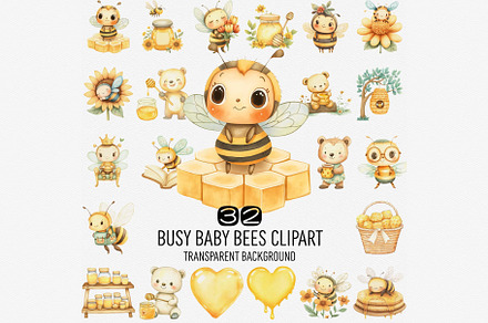 Busy Baby Bees Clipart PNG