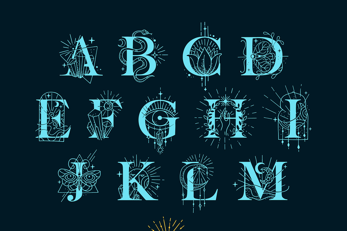 Astrology Initials Font, a Serif Font by kaer_shop (Photo 3 of 10)