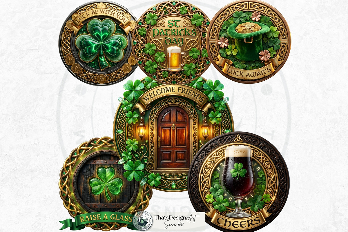 Saint Patrick Round Coaster Cliparts, a Decorative Illustration by ThatsDesignArt (Photo 7 of 10)