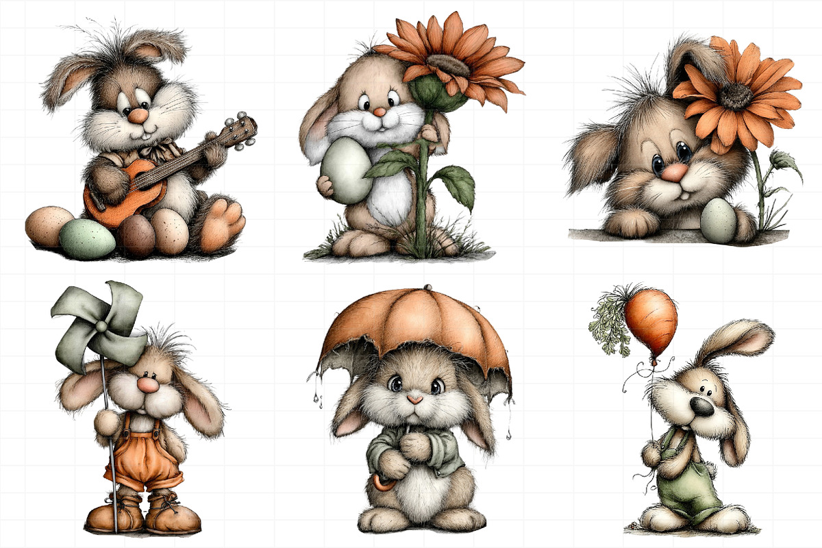 Quirky Easter Bunny Clipart Bundle, an Illustration by Daily.Designs (Photo 6 of 8)