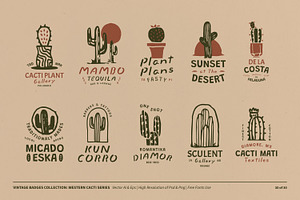 Cactus Doodle Badges Collection