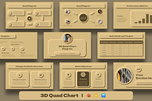 Neumorphism Quad Chart Presentation, a Presentation Template by BumbleGraph Studio