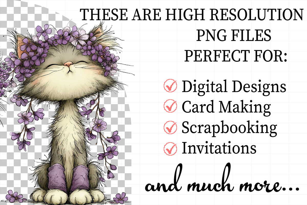 Whimsical Funny Spring Cats Clipart, an Illustration by Daily.Designs (Photo 2 of 5)