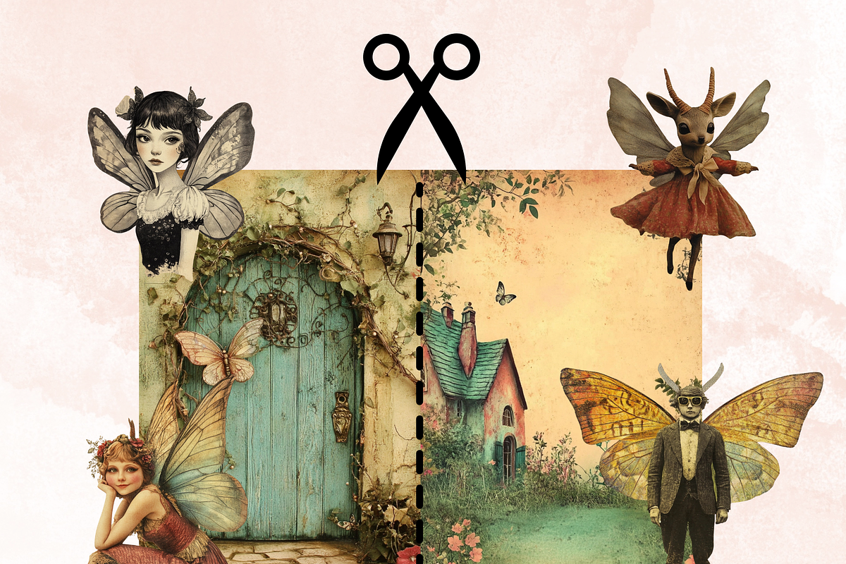 Whimsy Fairy Garden Collage Elements