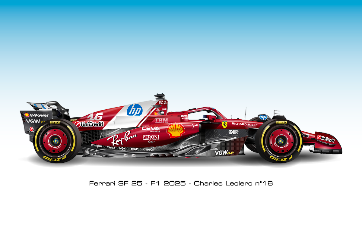 Ferrari F1 SF 25 Charles Leclerc, a Sport Illustration by frizio