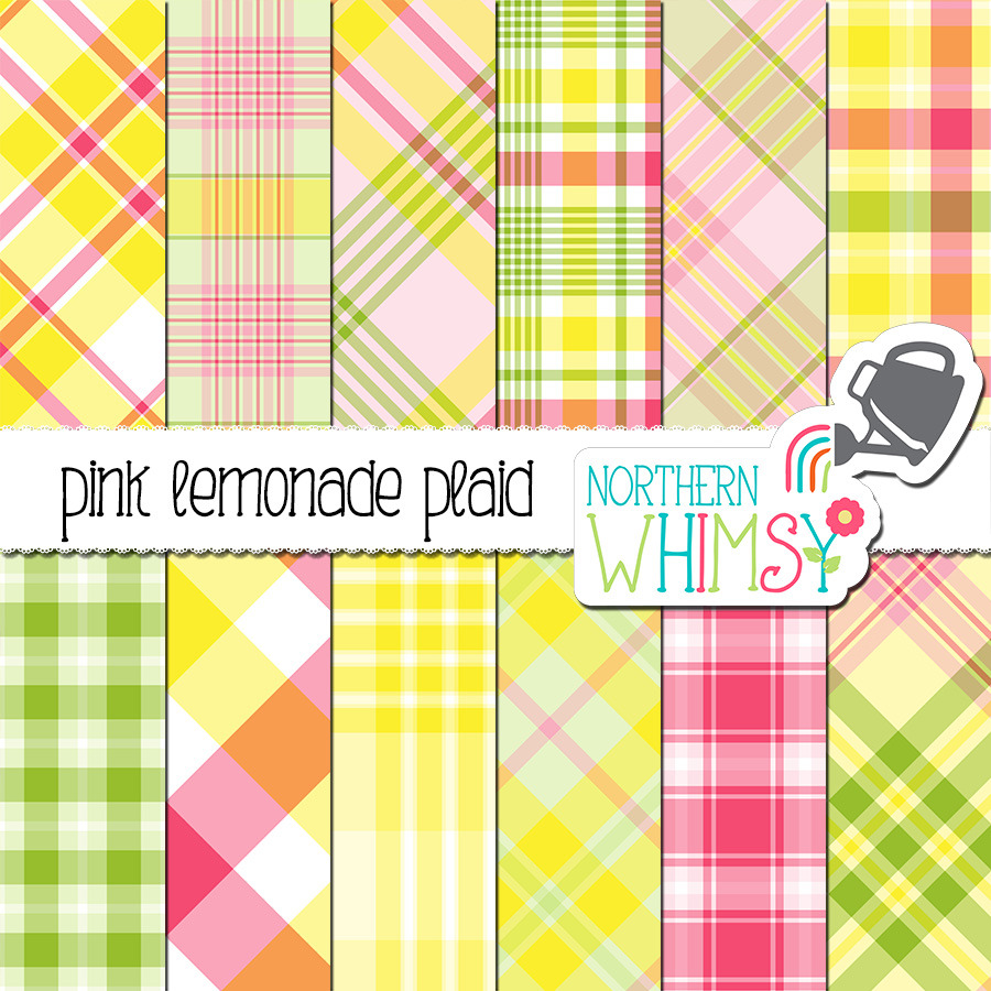 Pink, Yellow & Green Summer Plaid, a Pattern Graphic by Northern Whimsy ...