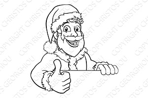 Young Santa Sign Thumbs Up Christmas, an Illustration by Christos Georghiou