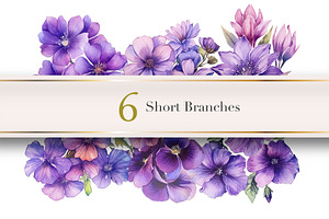 Watercolor Purple Florals Cliparts