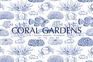 Coral gardens. Patterns collection