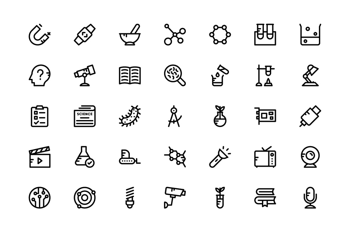 100+ Science and Technology Icons, an Outline Icon by Prosymbols