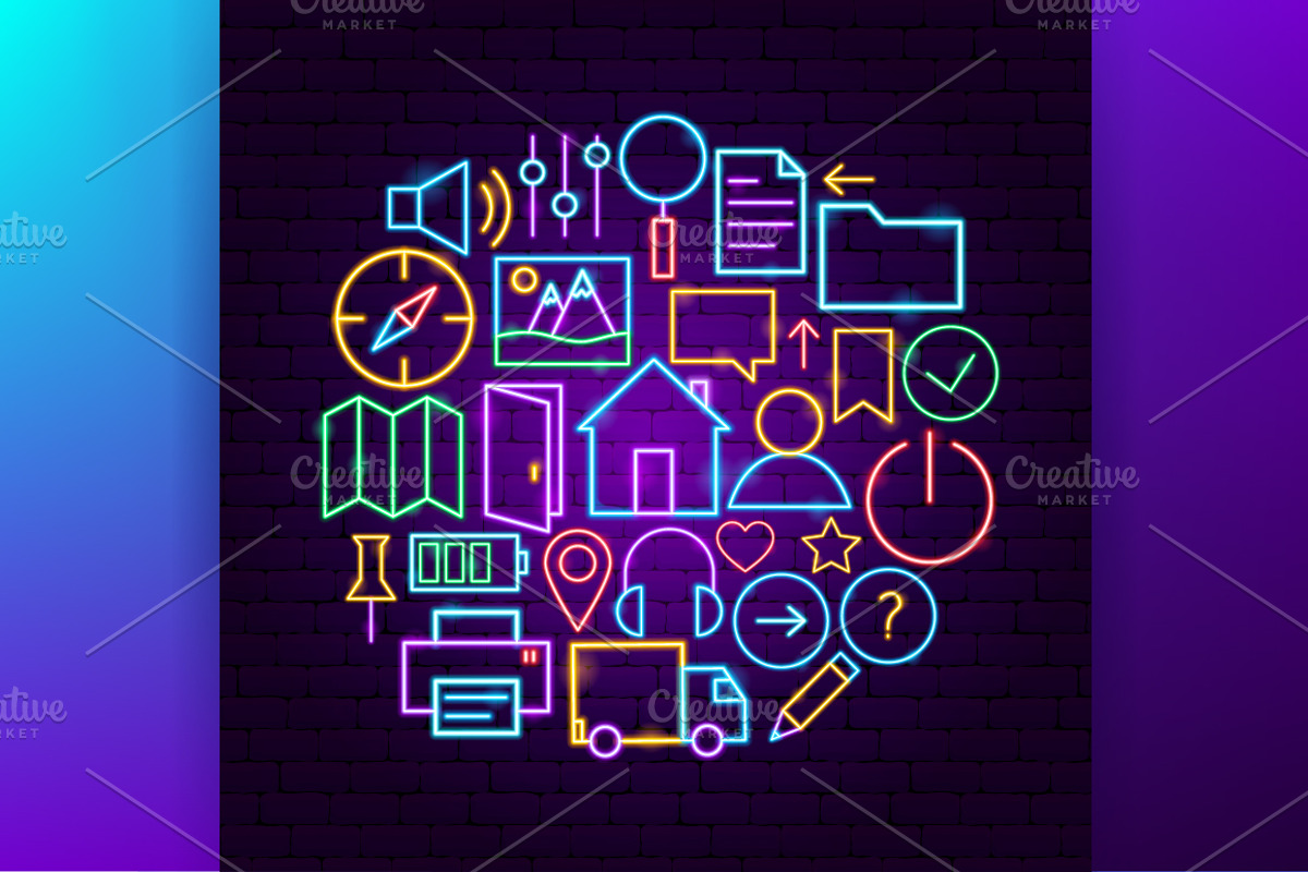 Web Design UI UX Neon Vector Icons, an Outline Icon by Anna_leni (Photo 4 of 6)