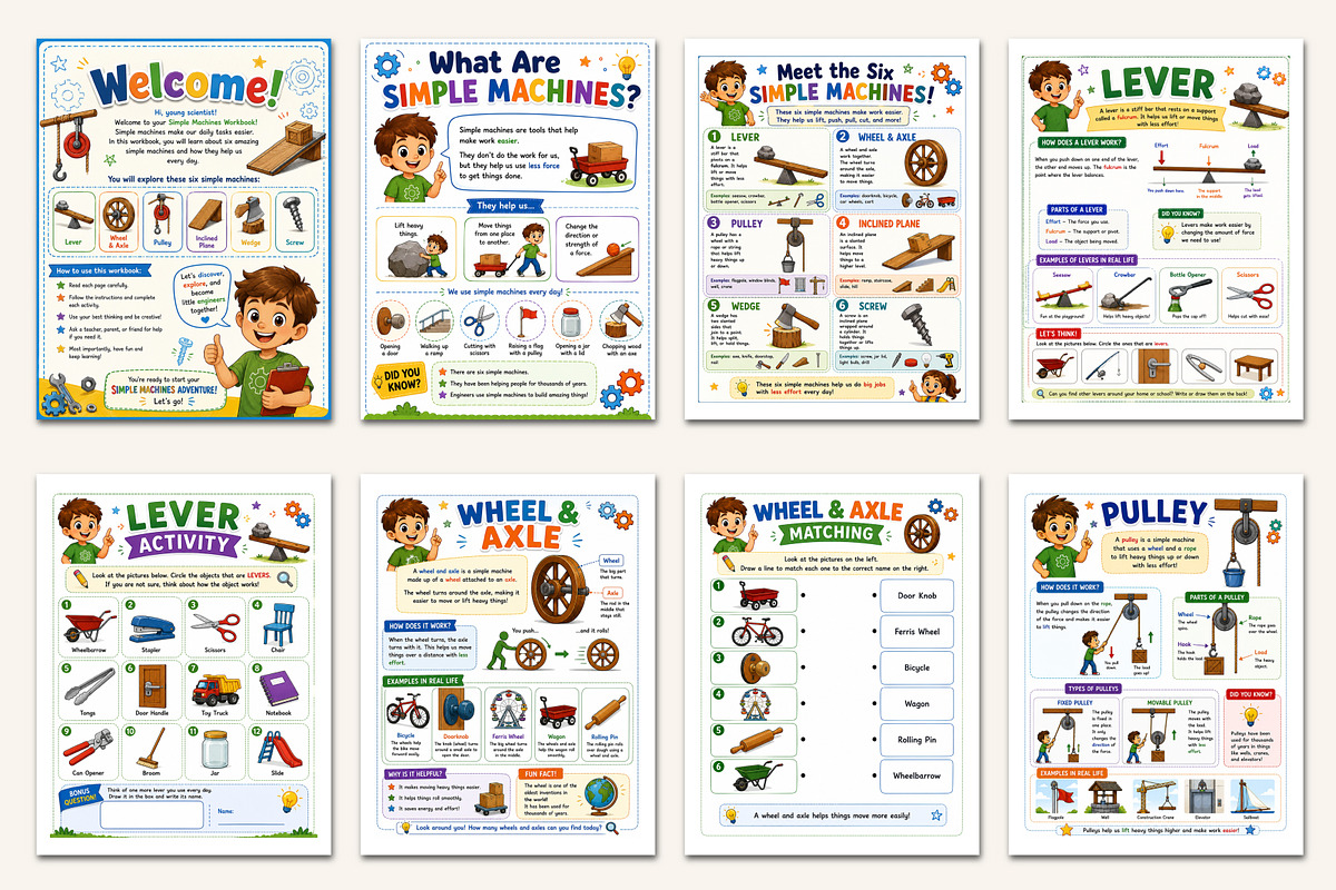 Simple Machines Workbook, a Stationery Template by Designmela01 (Photo 2 of 10)