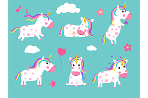 Cartoon Unicorns. Cute Fairy Tale