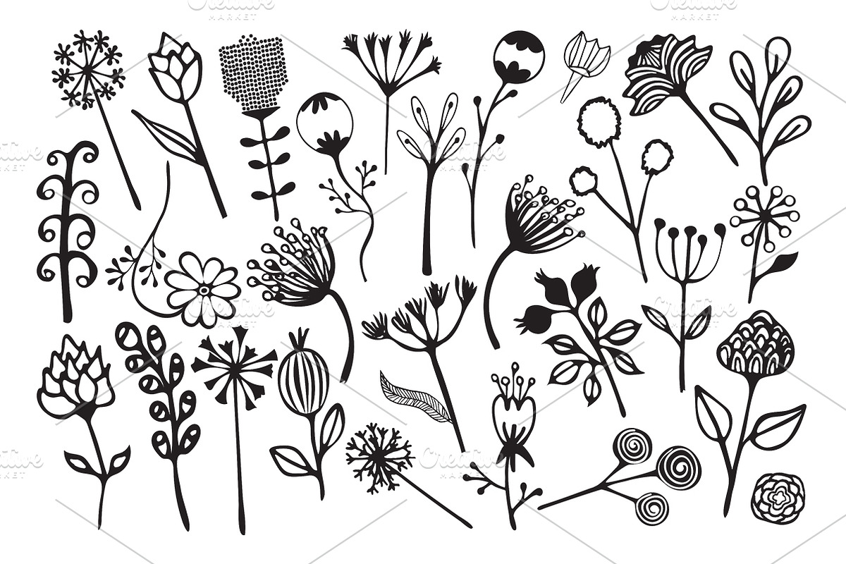 Hand drawn Floral Clipart Collection, a Background Graphic by IRSYART (Photo 12 of 18)