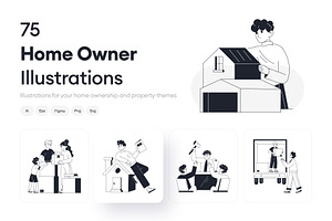 Home Owner Illustration Set, an Outline Icon by Vectors Market
