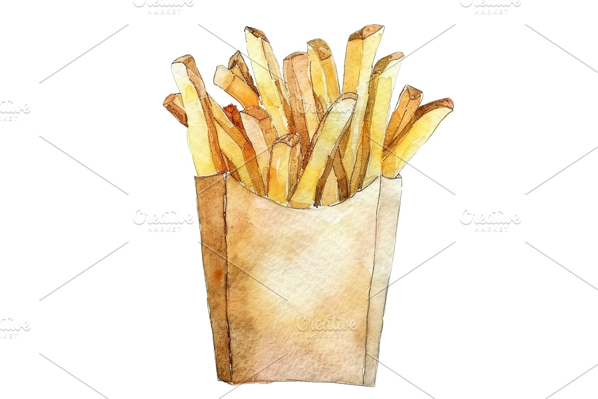 10 Fast Food Watercolor Illustration, a Food Illustration by 1801Prints (Photo 10 of 11)