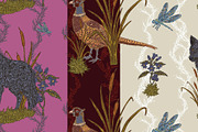 Wolf, Pheasant, Dragonfly, a Pattern Graphic by NayaChu (Thumbnail 2 of 9)