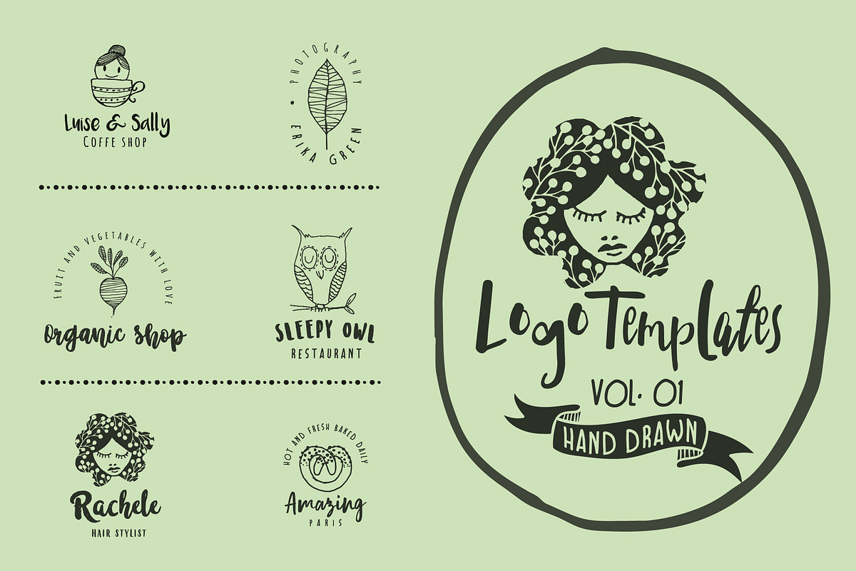 Feminine premade hand drawn logo 01, a Branding & Logo Template by Nues Design (Photo 1 of 11)