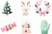Pastel Christmas Clipart, an Illustration by Black Bird Studio (Thumbnail 2 of 6)