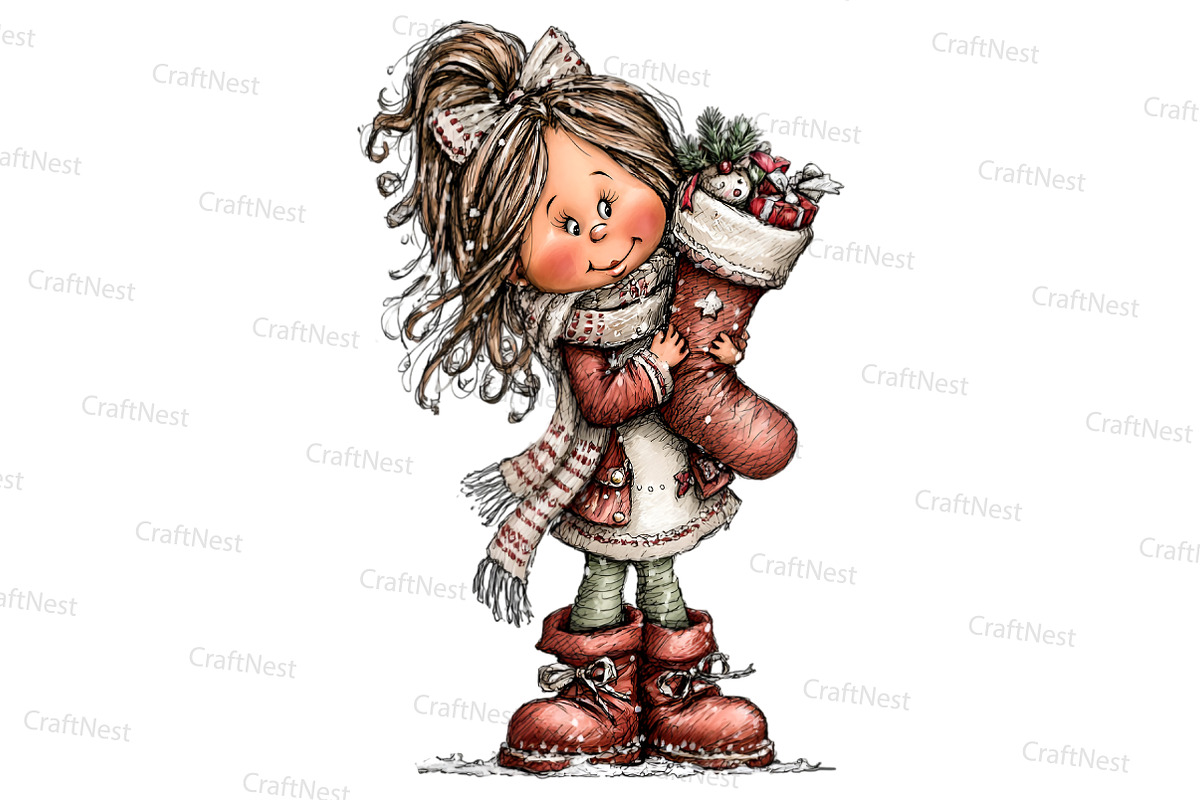 Whimsical Christmas girl, an Illustration by Craft Nest (Photo 2 of 8)