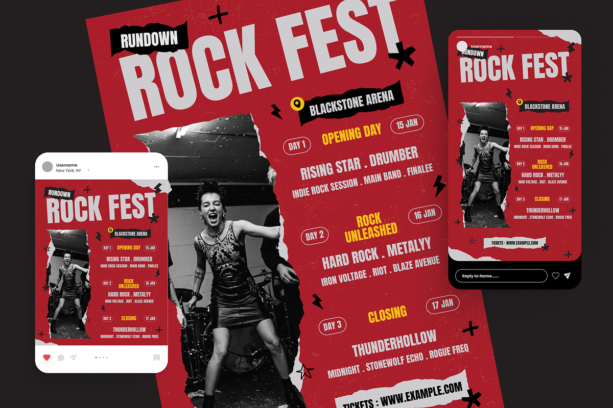Rock Fest Rundown Flyer Set, a Flyer Template by Annora Studio (Photo 2 of 6)