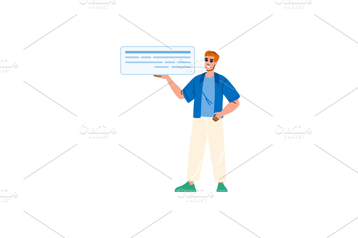 Young man showing and pointing at, a Finance Illustration by pikepicture