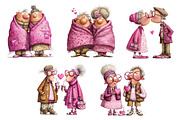 Quirky Valentine Old Couple Clipart, an Illustration by Dream Creation (Thumbnail 6 of 7)