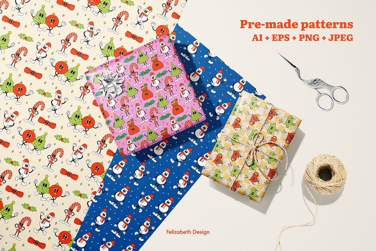 Groovy Christmas | Cliparts, a Seasonal Illustration by Felizabeth Design (Photo 6 of 9)