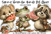Summer Watermelon Animal PNG Clipart, an Illustration by OK Design (Thumbnail 1 of 6)