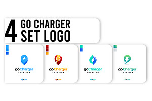 Set of Charging station logo designs, a Branding & Logo Template by Lucky Creative