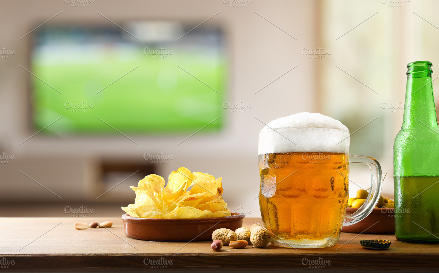 Beer Mug Snacks and Football Match, a Food & Drink Photo by Davizro's Market