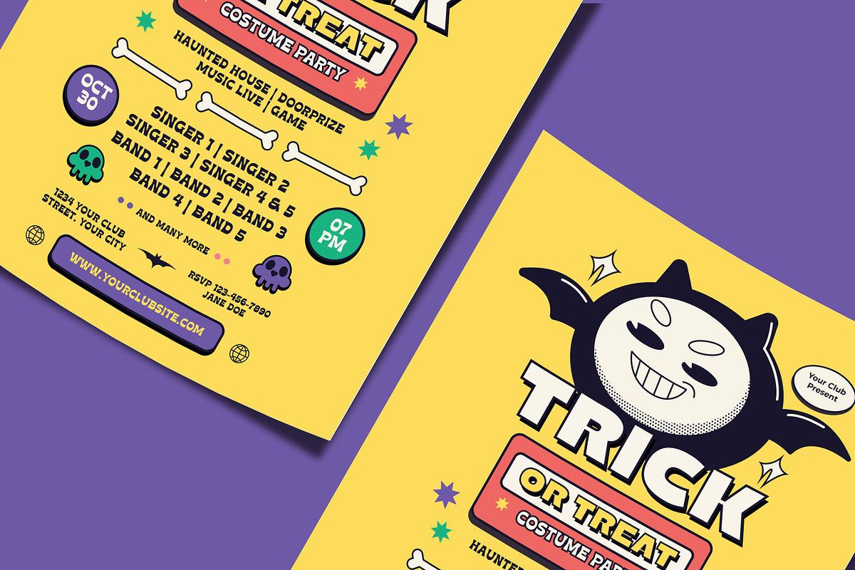 Trick or Treat Party Flyer Template, a Flyer Template by Tiptop Graphic (Photo 3 of 5)