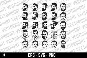 Set of the bearded man's head svg, a Person Illustration by Vectorhight