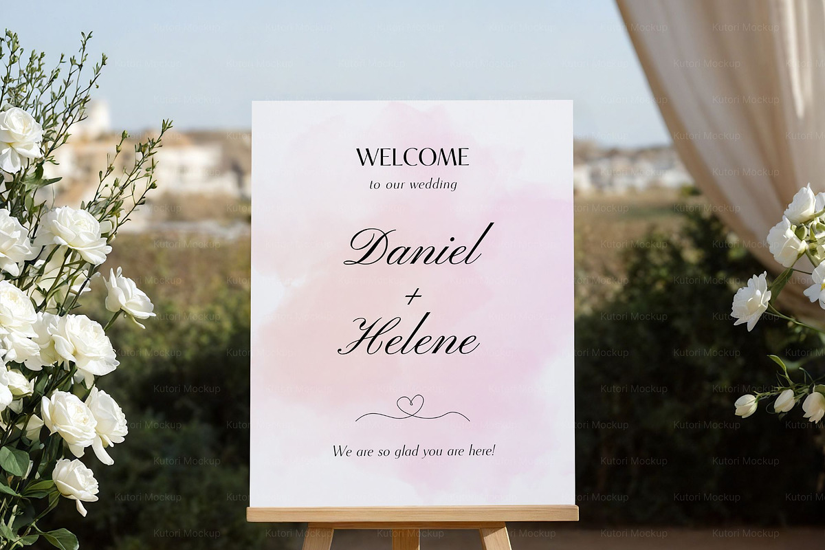 Elegant Coastal Wedding Welcome Sign, a Product Mockup by MockupWizard (Photo 4 of 5)
