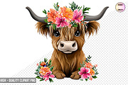 Boho Cow PNGs with Flowers Bundle, a Graphic by crative8112 (Thumbnail 3 of 9)