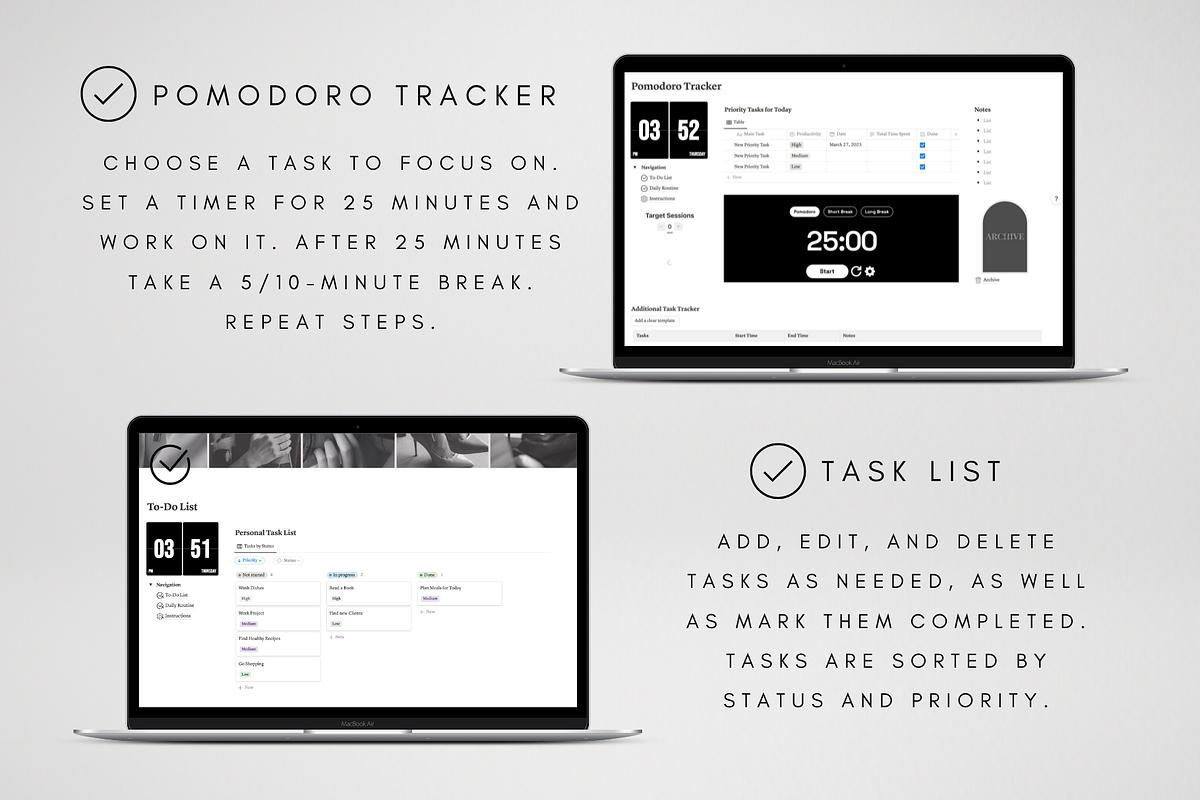 Notion Pomodoro Tracker Template, a Templates & Theme by BRANDcontent (Photo 3 of 6)