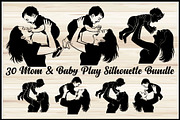 30 Mom Baby Play Silhouette Bundle, a Person Illustration by Artivon (Thumbnail 1 of 4)