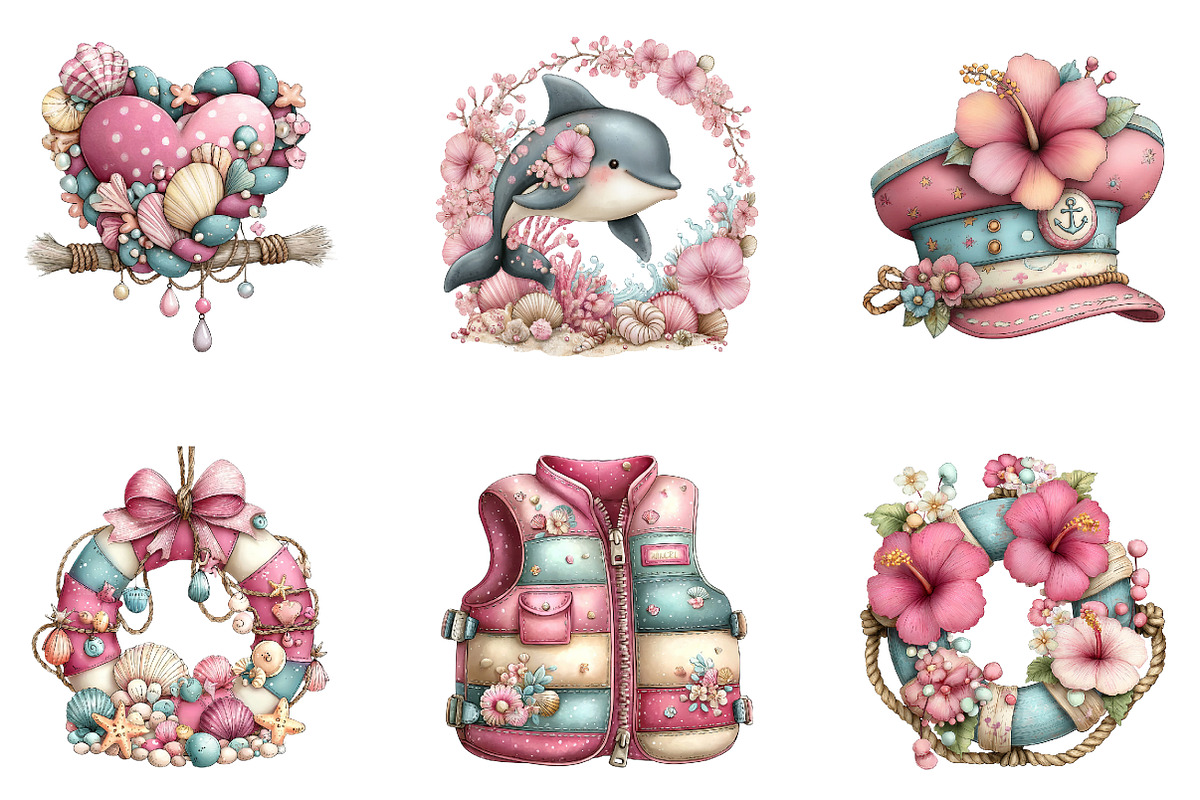 Whimsical Nautical Summer Clipart, an Illustration by CreationArt (Photo 4 of 7)